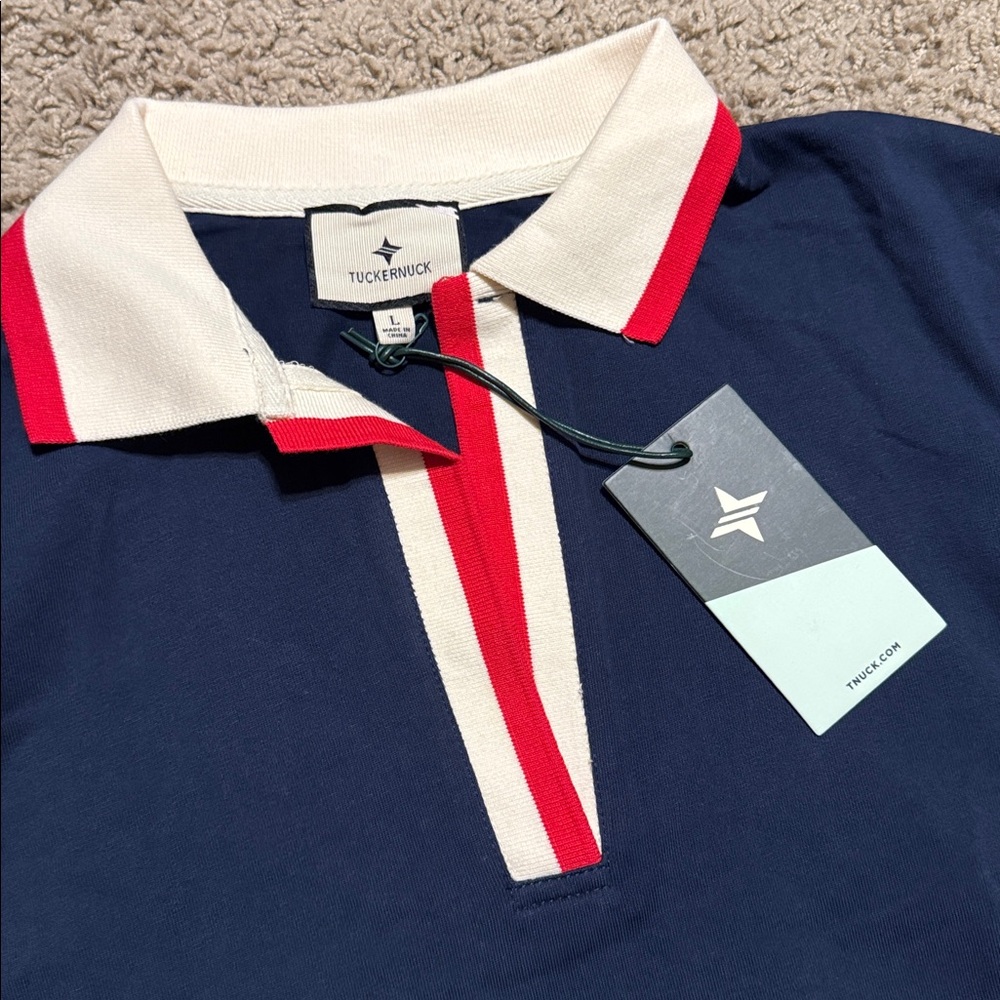 NWT Tuckernuck Hutton Polo Dress Navy, size L - Picture 2 of 4